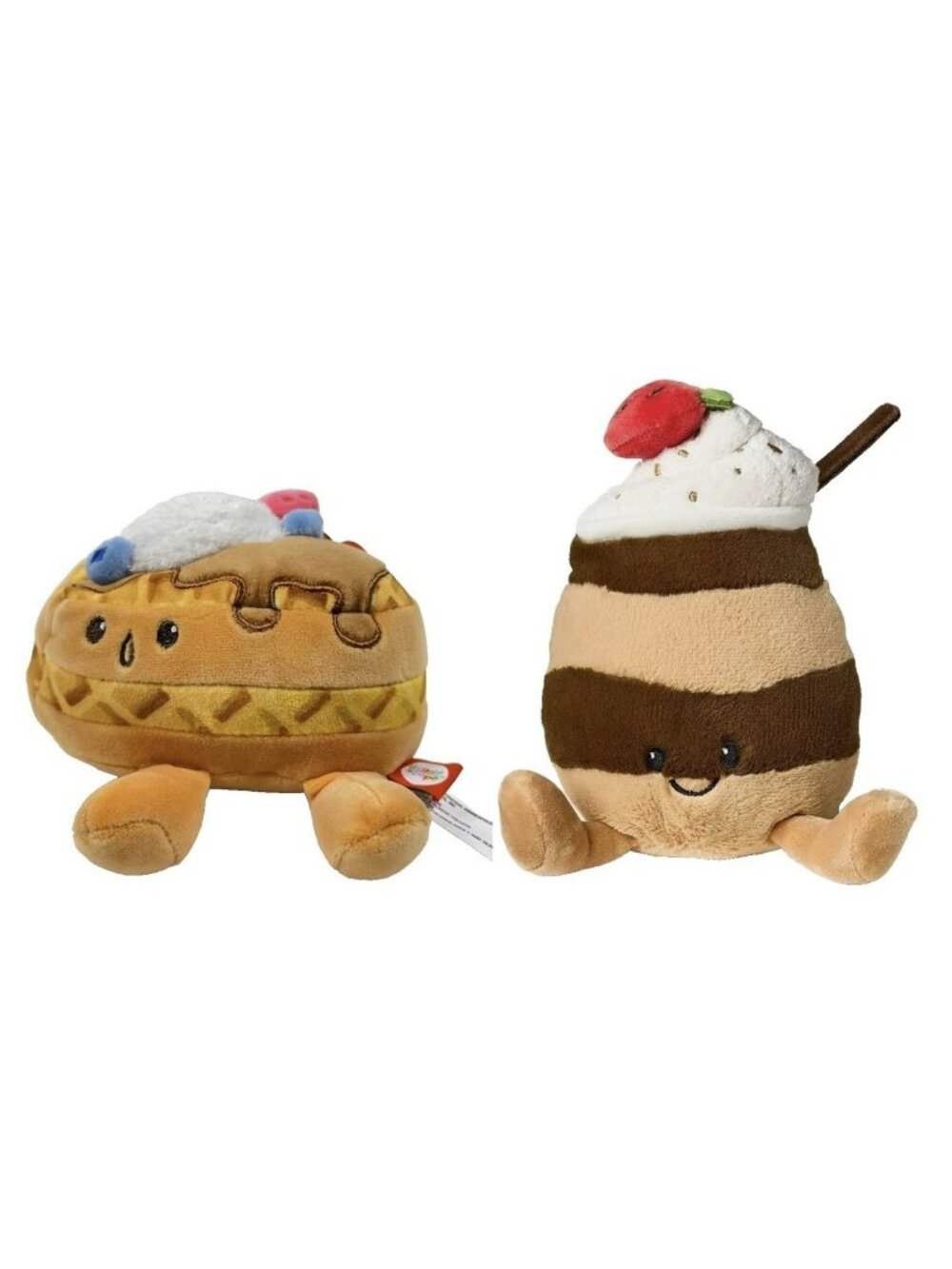 Gigglescape Waffle Heart & Chocolate Pudding  4.5" Plush Stuffed Animal 2 Pack